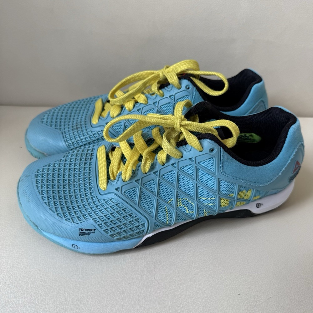Reebok Crossfit Nano Womens 6.5 Sneakers Blue Yellow Low Top Training Shoes